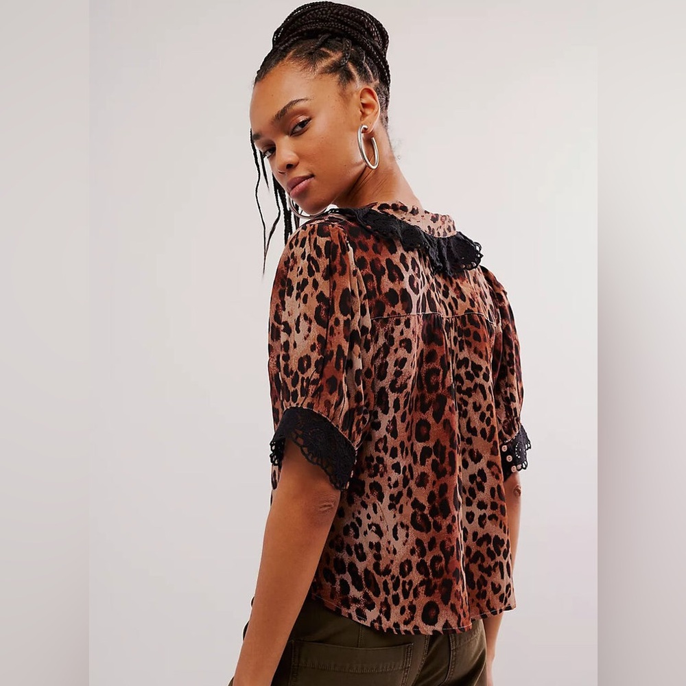Free People My Love Printed Blouse in Leopard - Picture 6 of 14